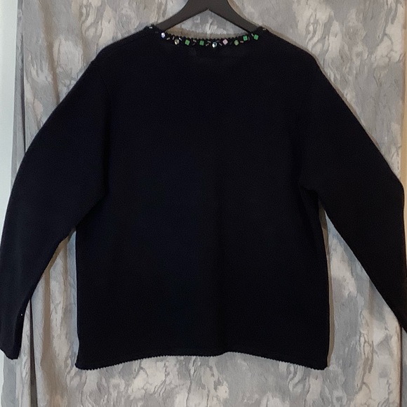 Vintage White Stag Brand Snowflake Embroidered Cardigan Sweater (Black) Size XL - Picture 3 of 8